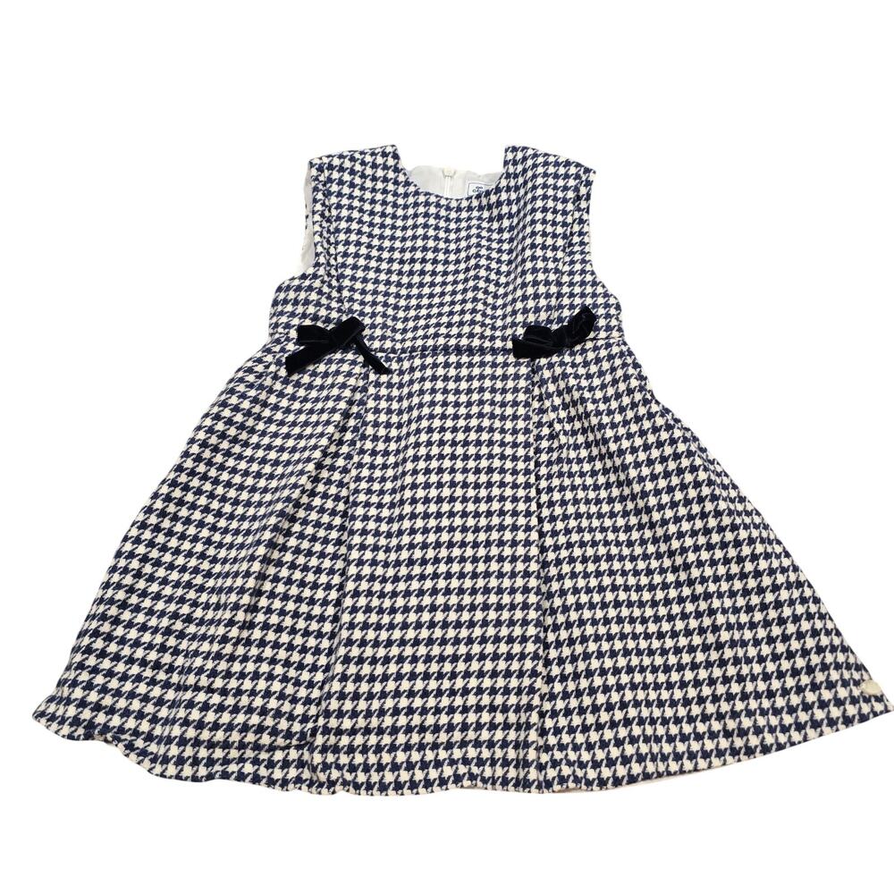 Girl's Tartine et Chocolat Navy Blue Off White Knit Party Dress | Size 3